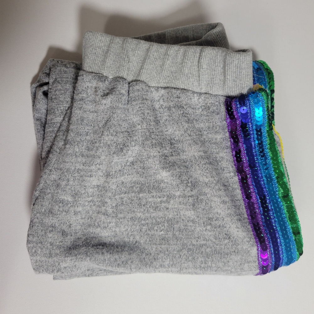 Lola + The Boys Rainbow Sequin Sweatpants Adult M Gray Y2K Festival Pride‎ Glam - Picture 9 of 9